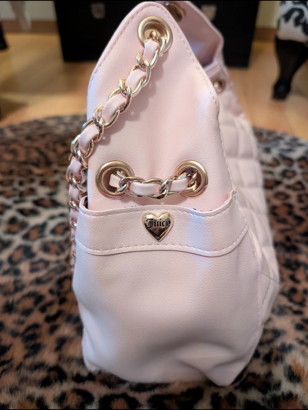 Juicy Couture Quilted Pink Chain-Handle Shoulder Bag